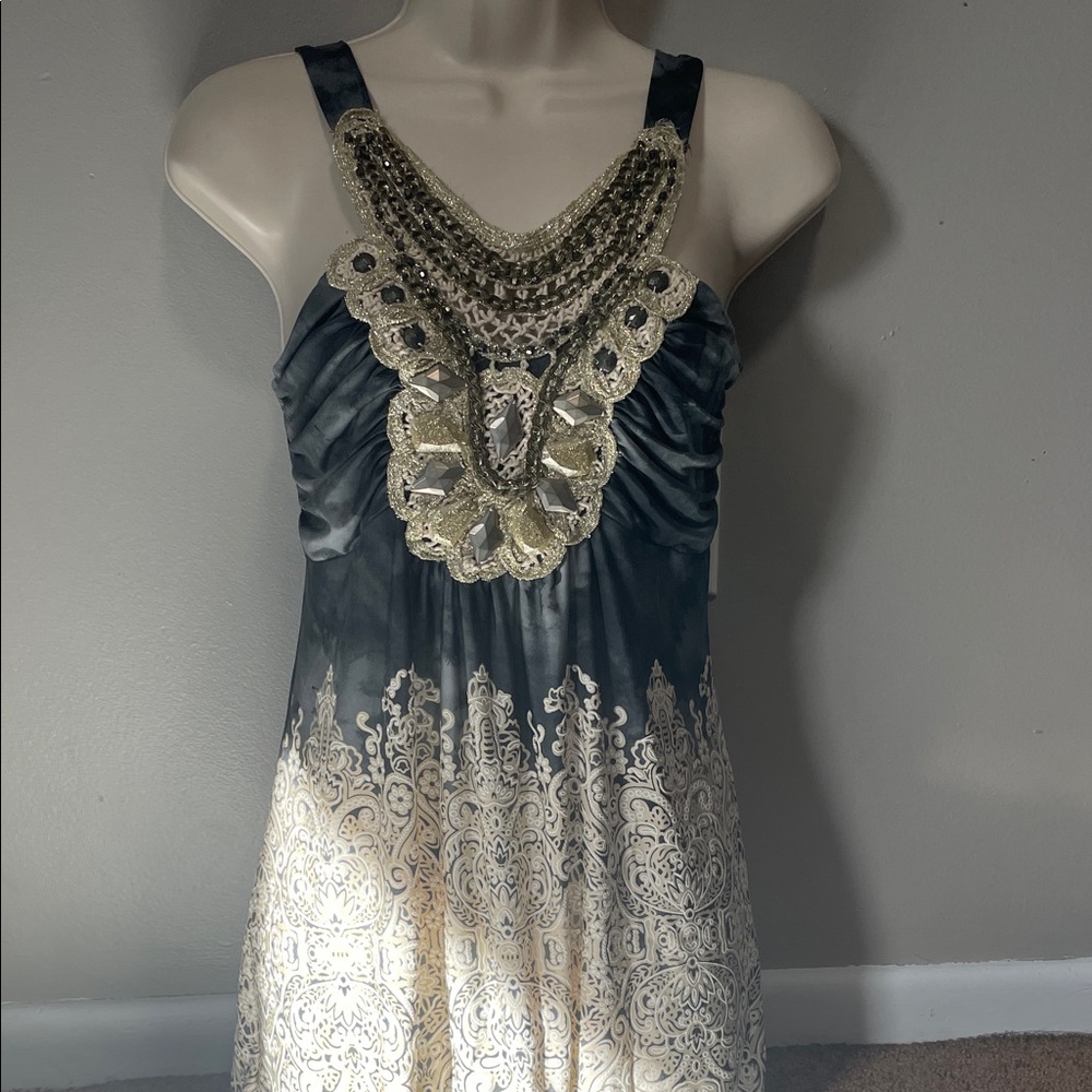 Elegant Black and Cream tank top with Gold Accents